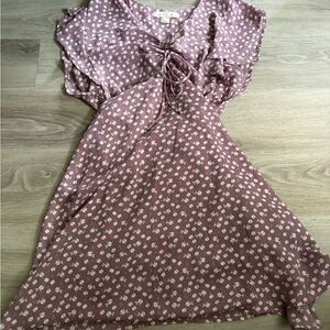 Monteau Pink Ruffled Tie Front Midi Sundress